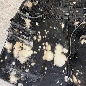 Black bleached distressed Levi shorts